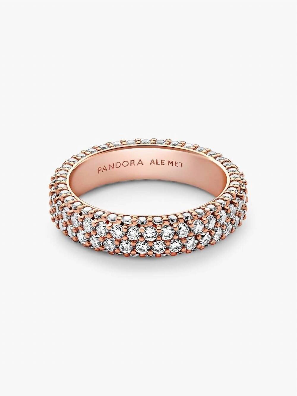 NEW PANDORA women's timeless pavé double-row ring in rose gold